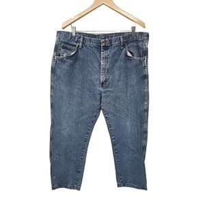 Wrangler Jeans Mens 40x30 Blue Baggy Straight Leg Western Medium Wash Grunge